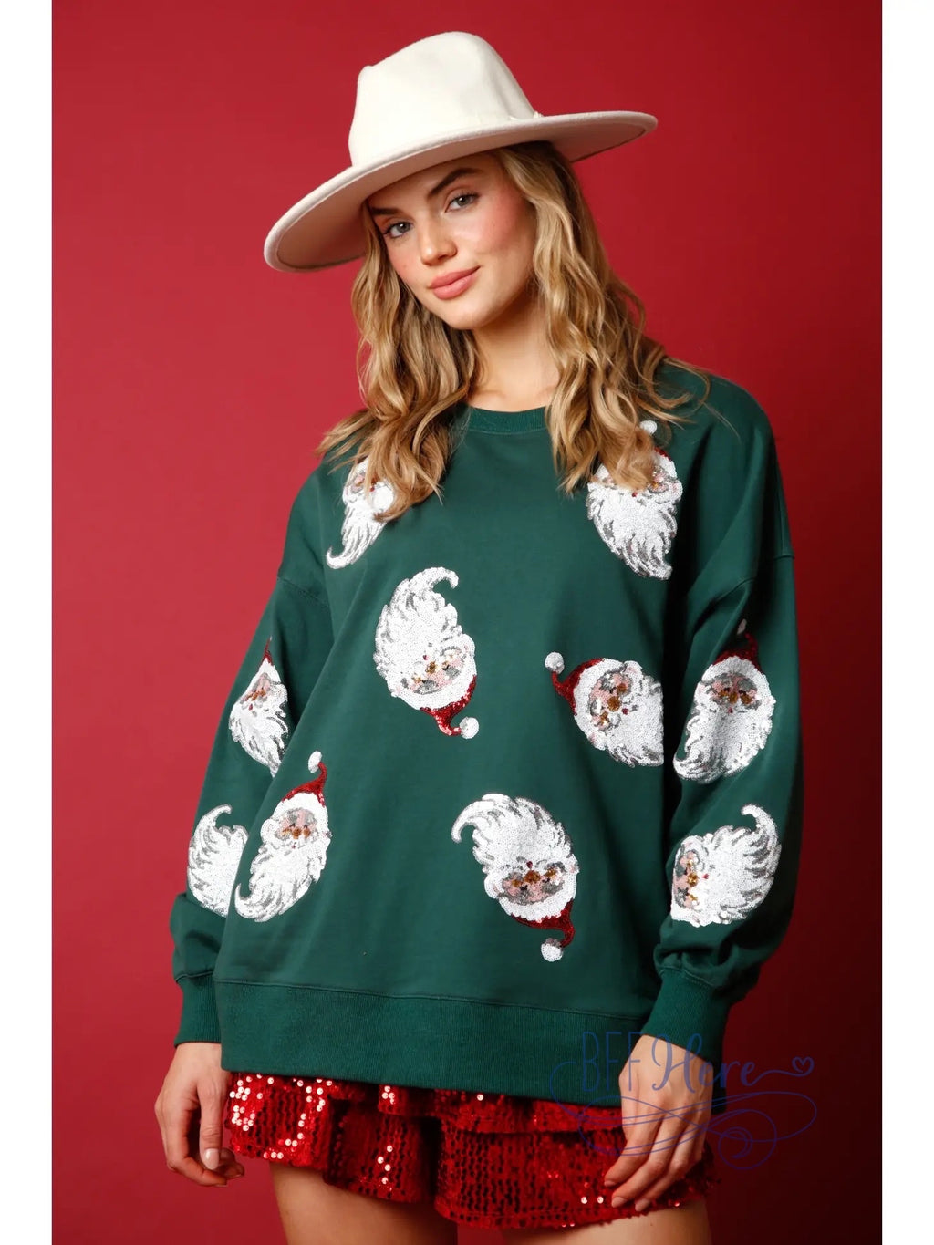 Santa's Sparkle: Sequin Sweatshirt for Holiday Glamour - BFF Here