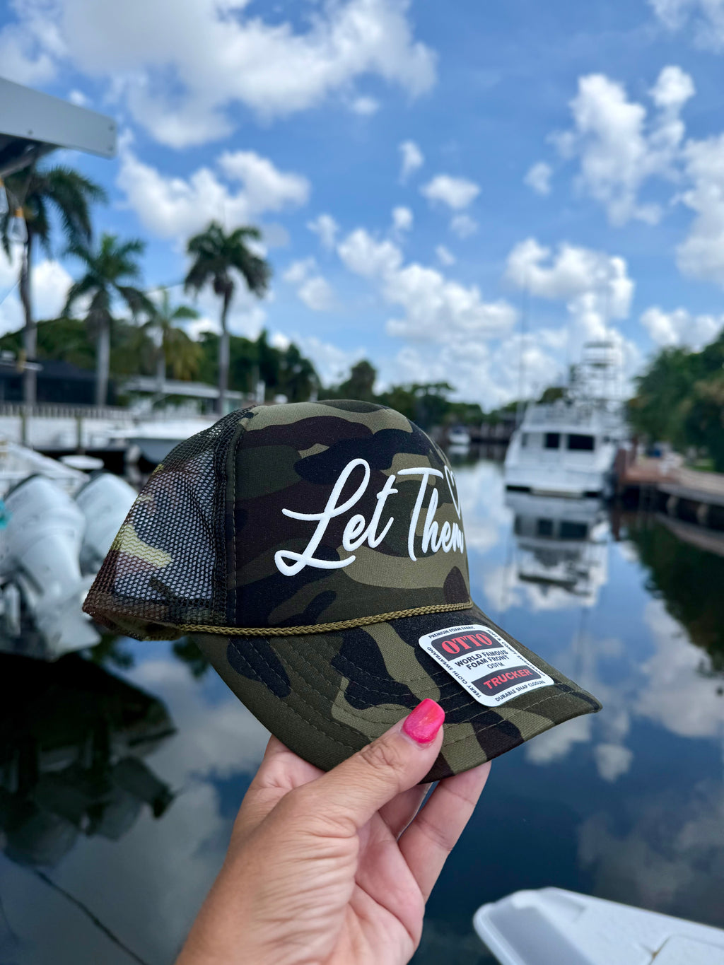 Let Them Puff Camo Trucker Hat - BFF Here