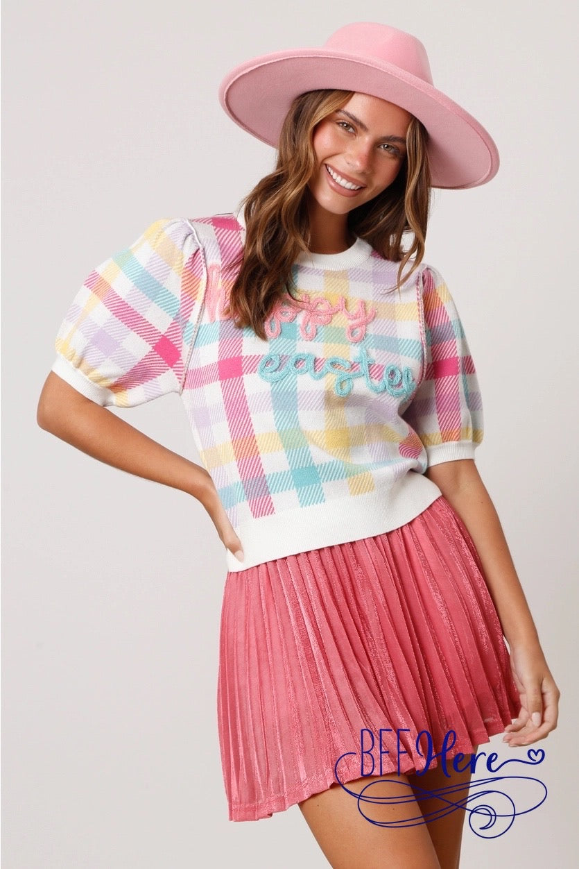 Egg-stra Cozy Gingham Easter Sweater - BFF Here
