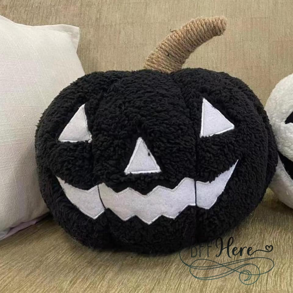 PREORDER: Spooktacular Jack-O'-Lantern Plush Pillow / Black (Ships Middle of September) - BFF Here