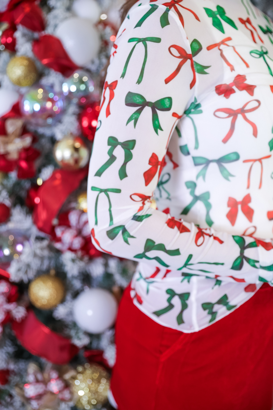 PREORDER: Keigan Mesh Top by Jess Lea /  Midnight Bow Christmas Edition (ETA: End of October) - BFF Here