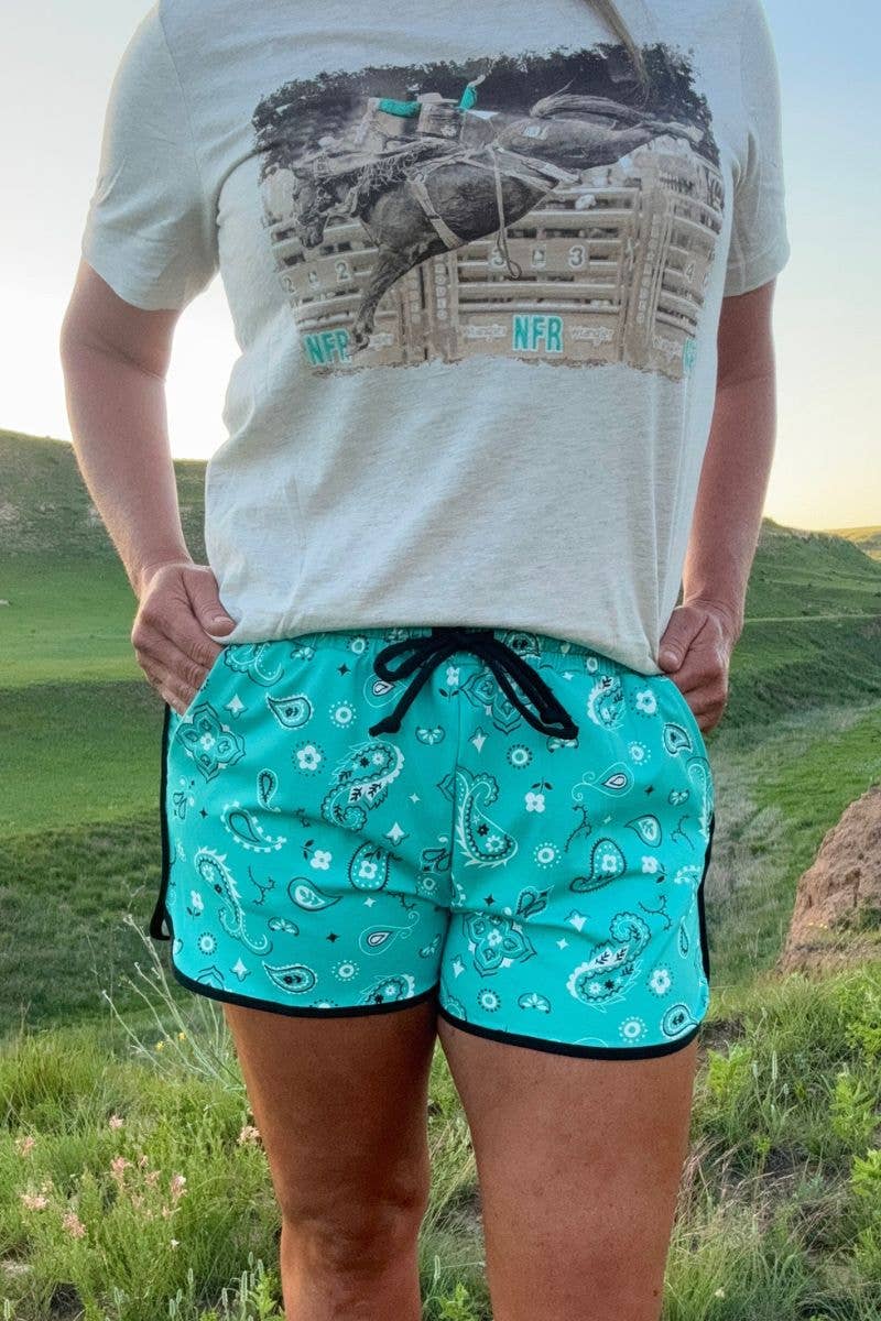 Bandana Babe Turquoise Shorts by Sterling Kreek - BFF Here