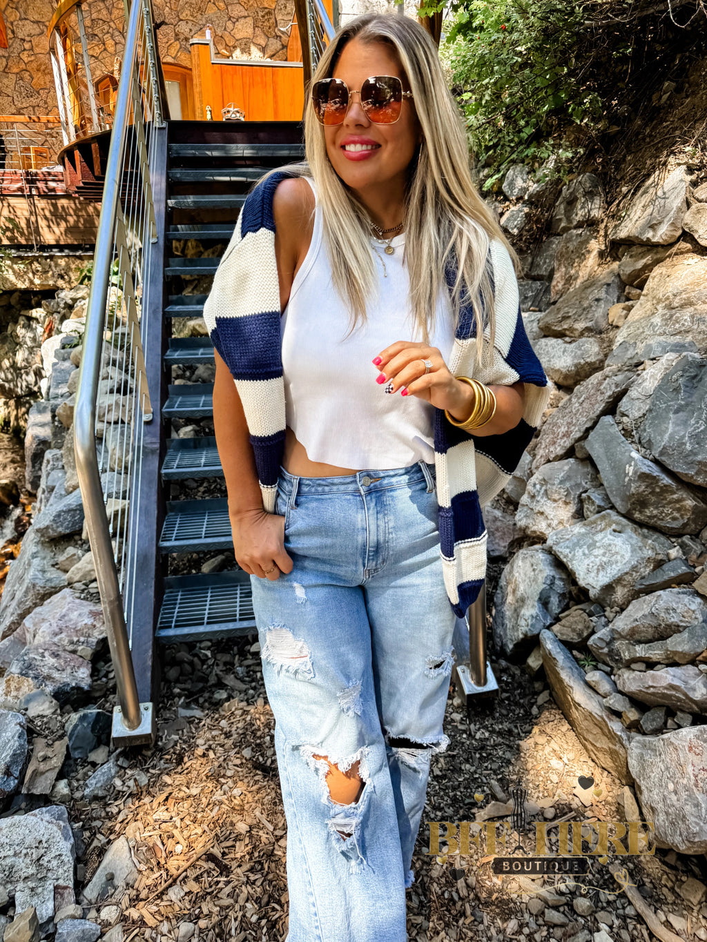 Kadie Stripe Knit Sweater / Choice Of Color by Blakeley - BFF Here