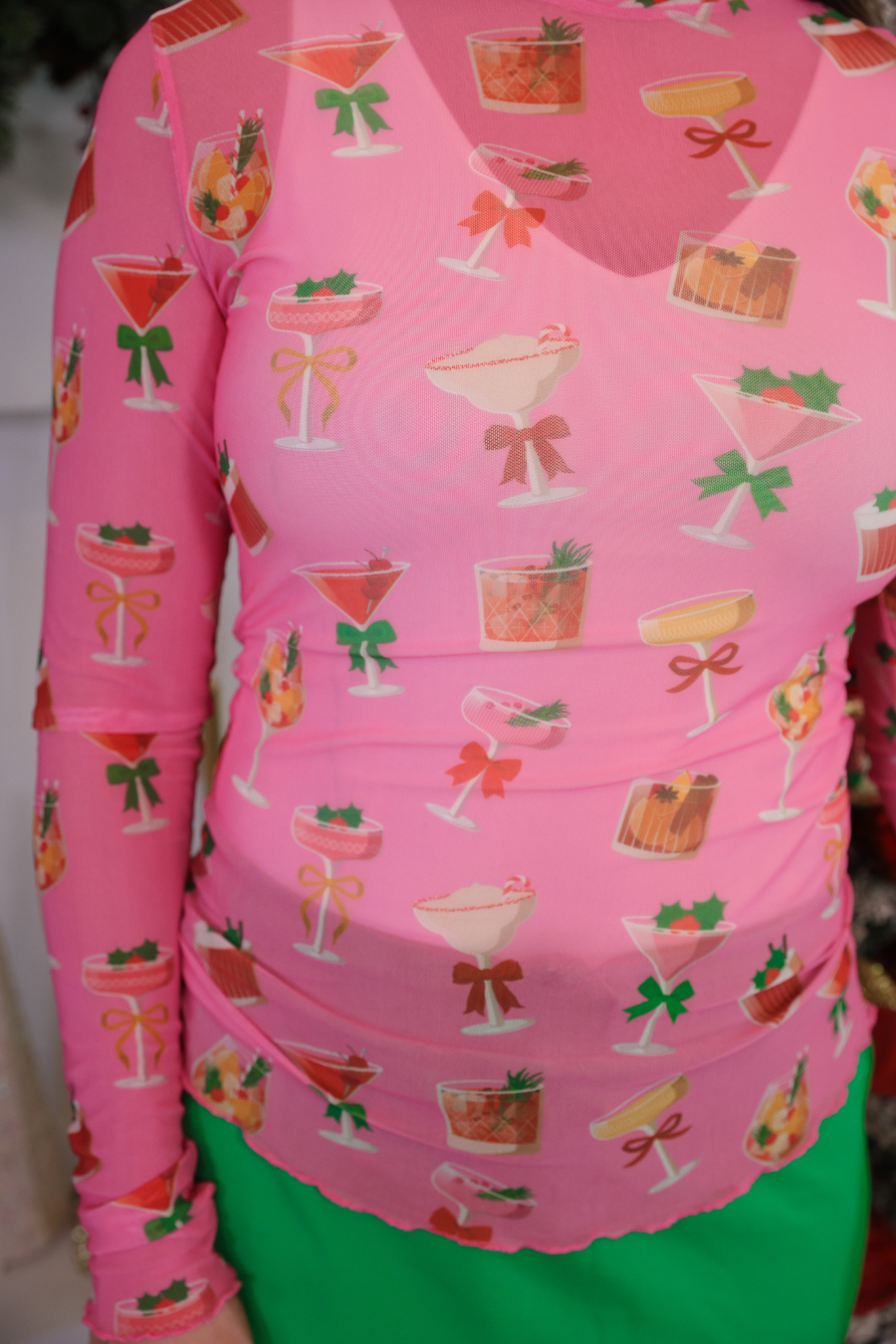 PREORDER: Keigan Mesh Top by Jess Lea / Holiday Drinks (ETA: End of October) - BFF Here