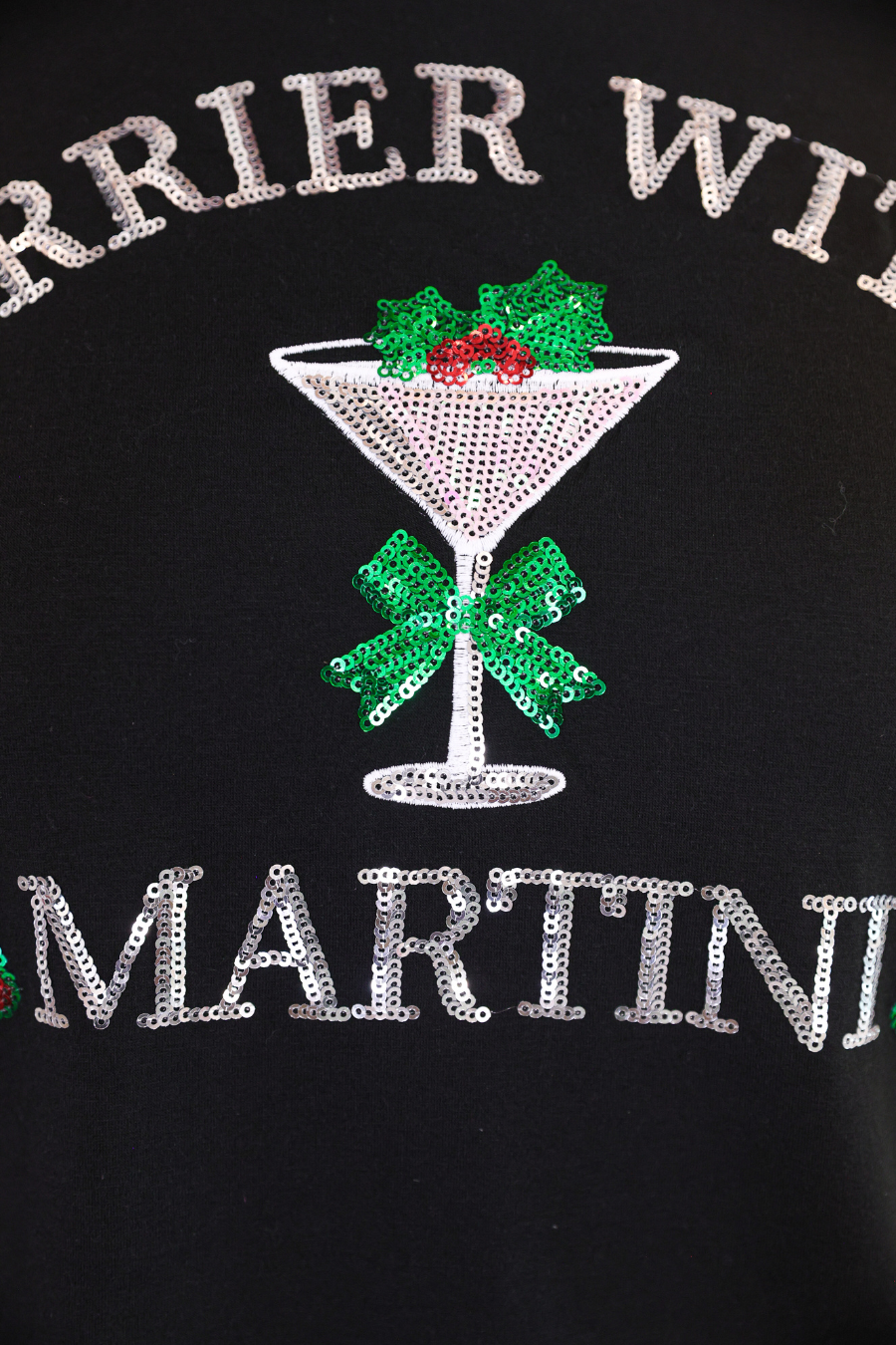 PREORDER: Merrier with a Martini Sequin Embroidered Tee by Jess Lea (ETA: End of October) - BFF Here