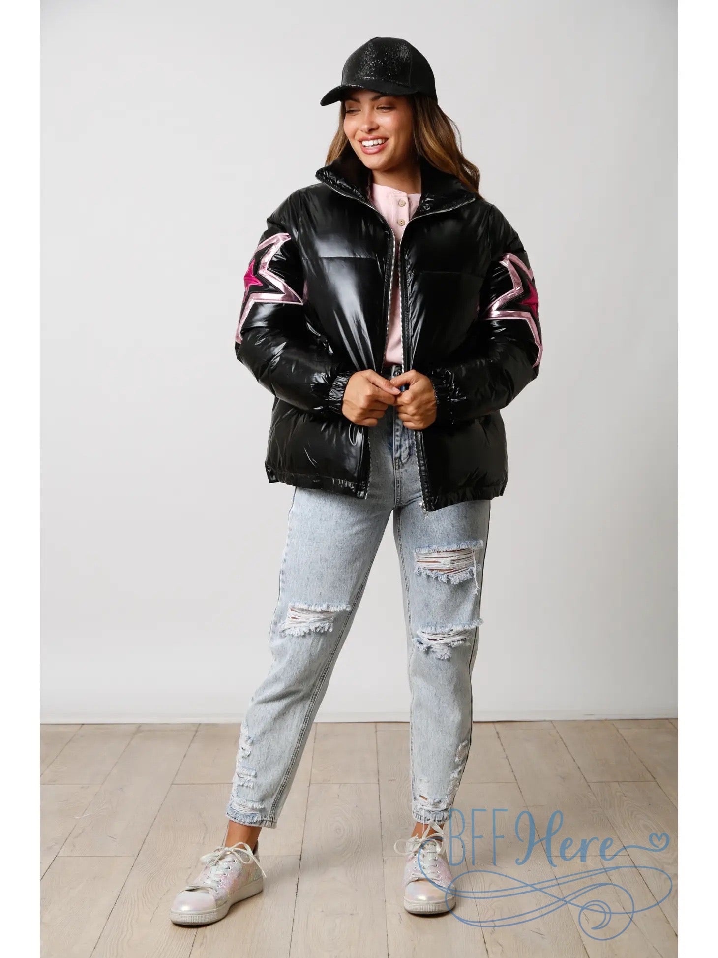 Starry Luster Metallic Puffer Jacket - BFF Here