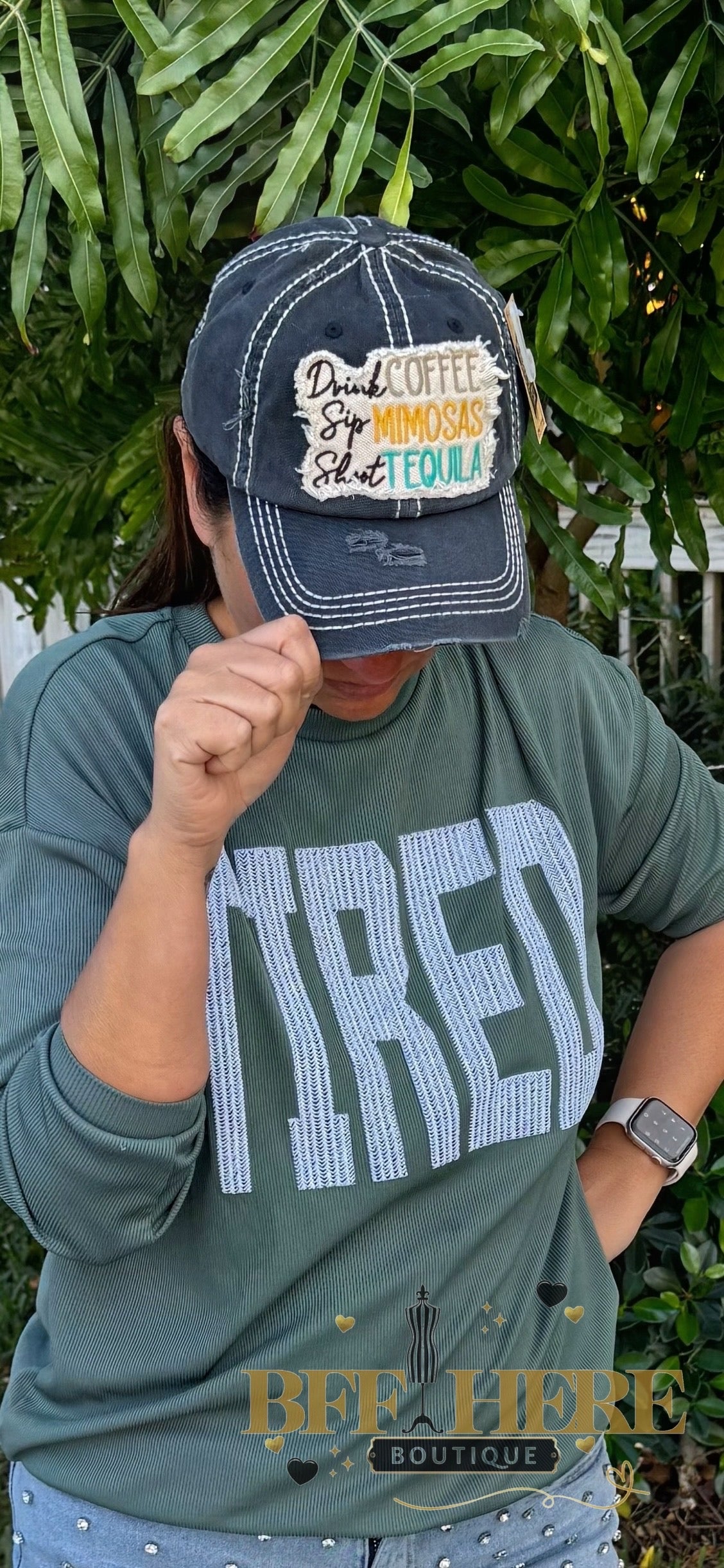 Drink Coffee Sip Mimosa Vintage Hat - BFF Here