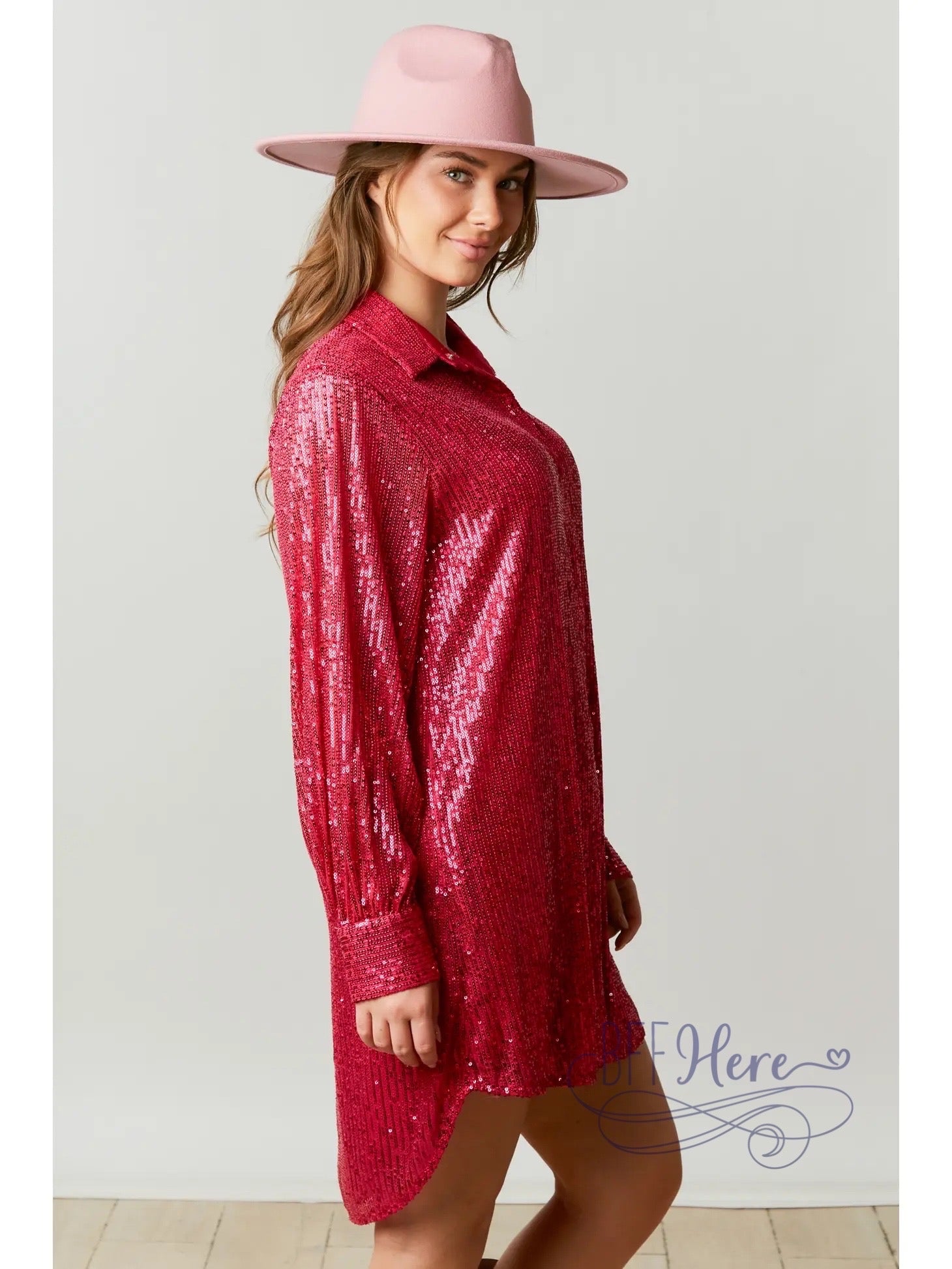 Shimmer & Shine: The Ultimate Sequin Shirt Dress for Showstopping Elegance / Choice of Color - BFF Here