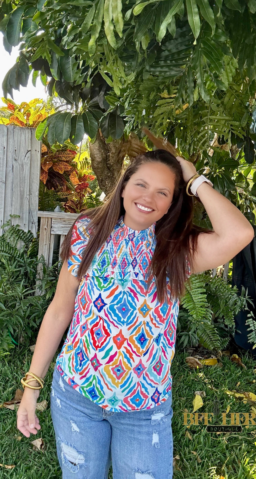 Color Splash Smocked Top - BFF Here