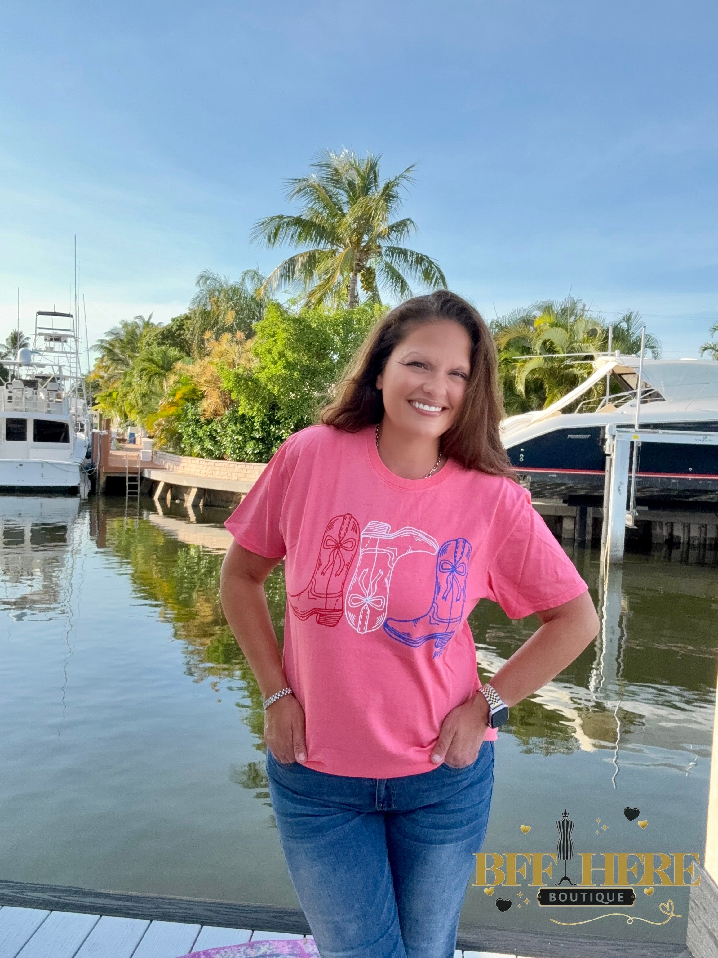 Red, White & Boots Tee - BFF Here