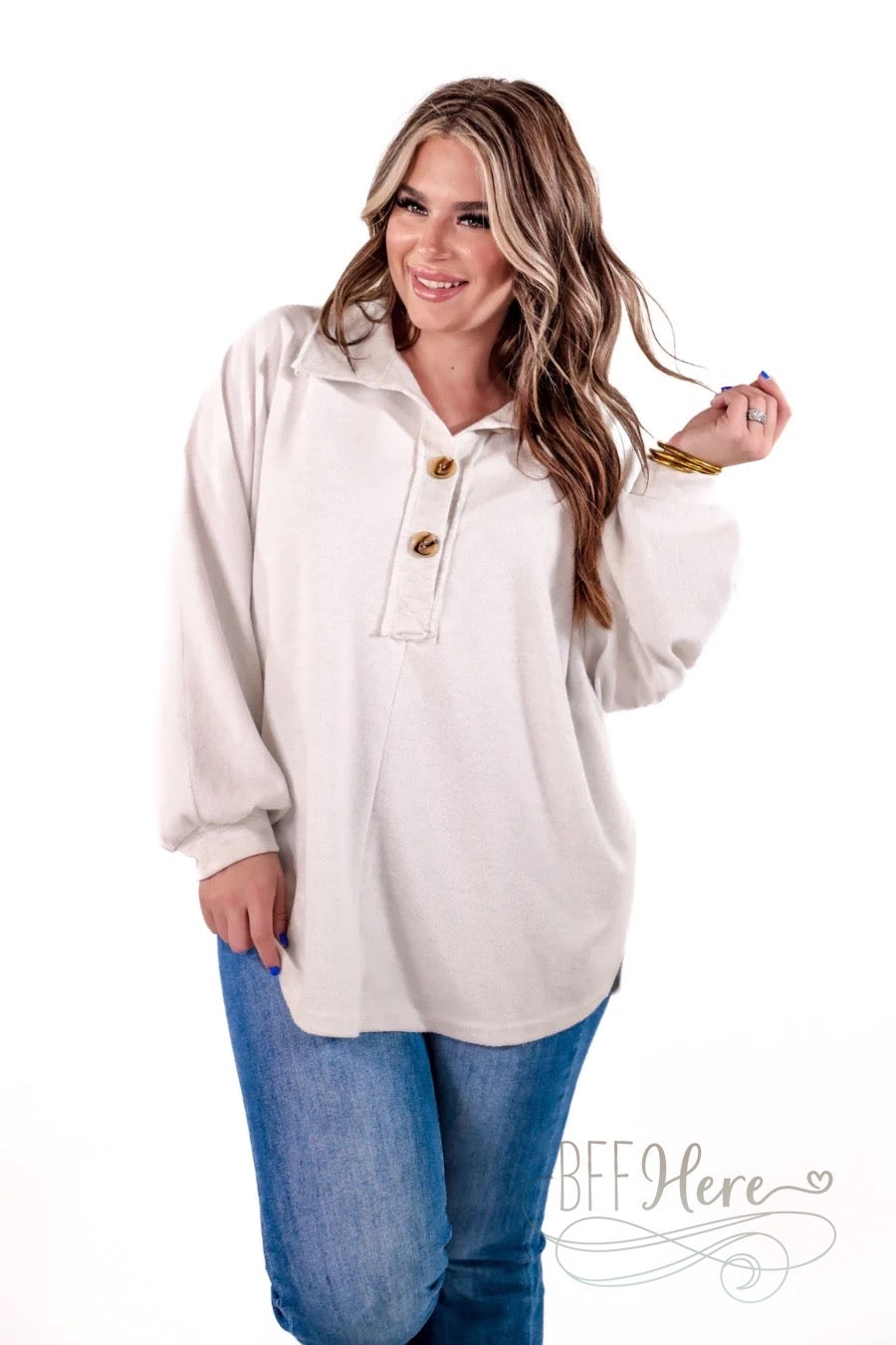 Harper Button Top / Choice of Color - BFF Here