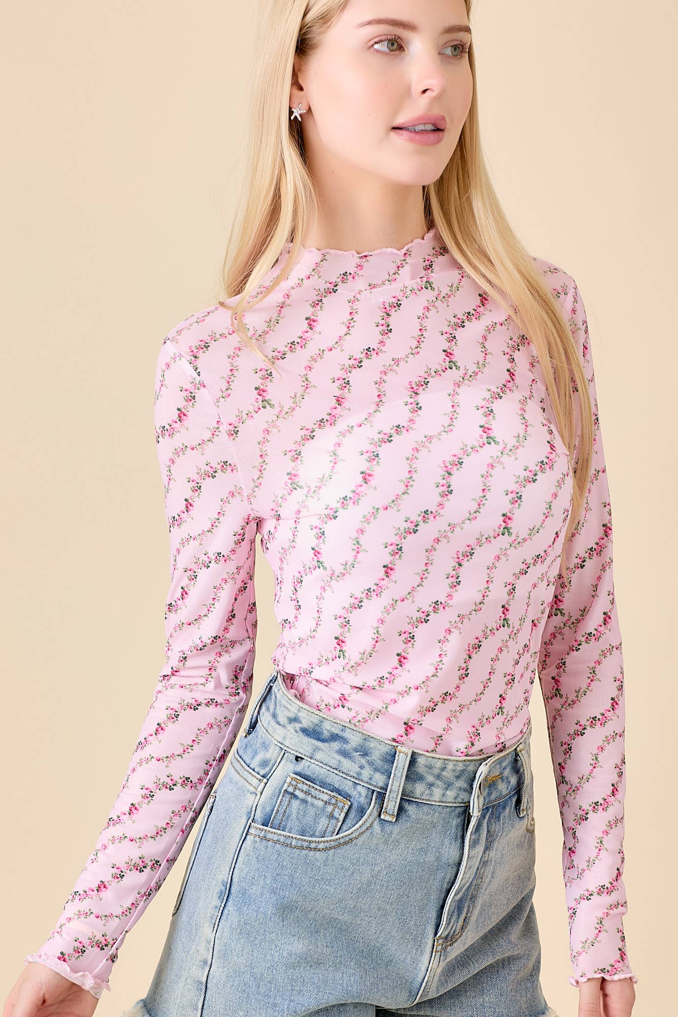 Blushing Floral Mesh Top - BFF Here