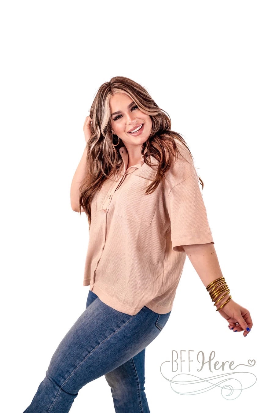 Cole Waffle Pocket Top - BFF Here