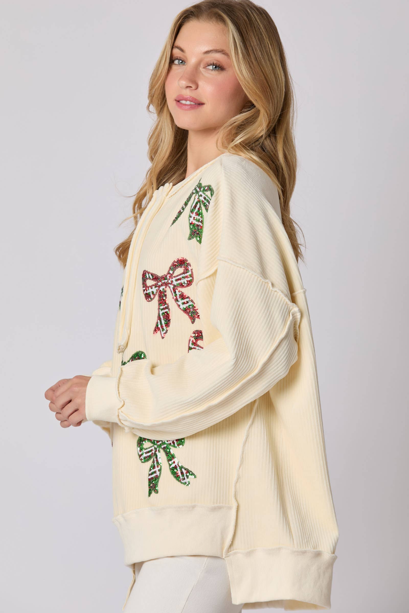 Bows and Bliss Corduroy Sweatshirt - BFF Here