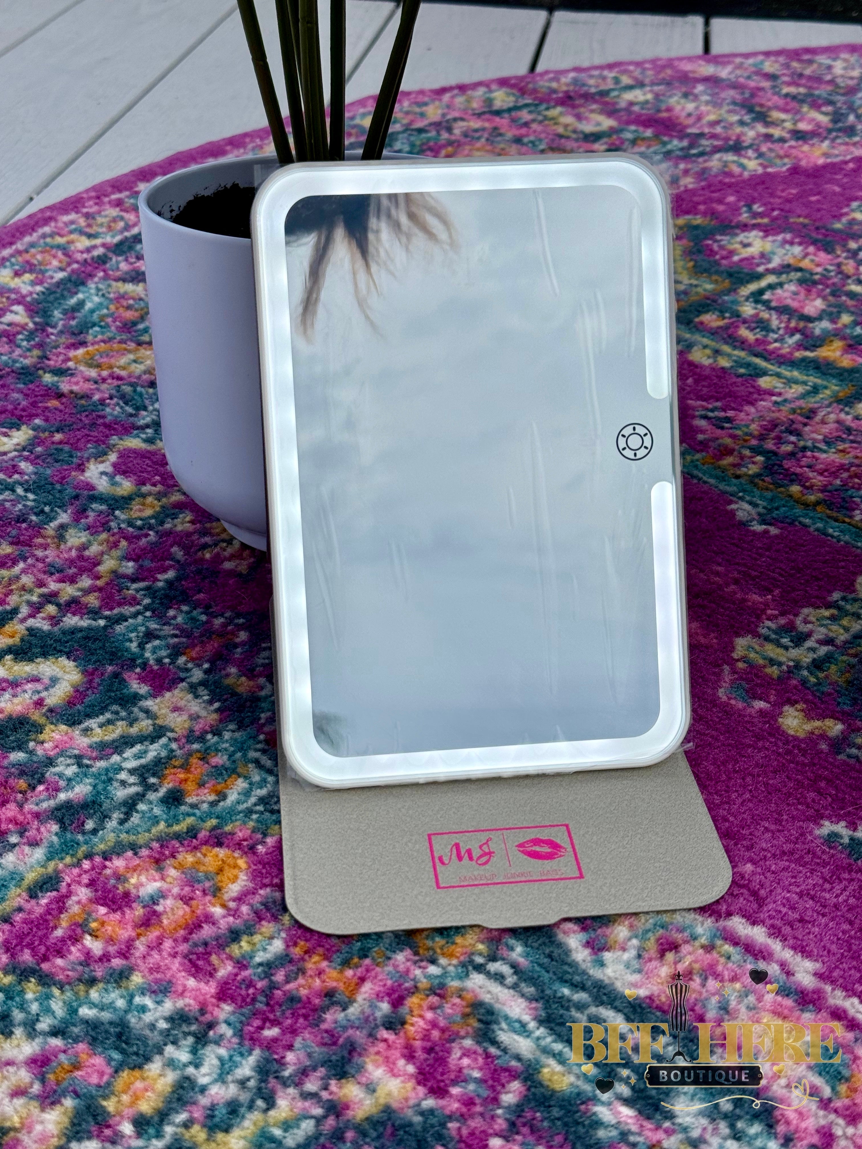 MJ Rechargeable LED Travel Mirror by Makeup Junkie Bags - BFF Here