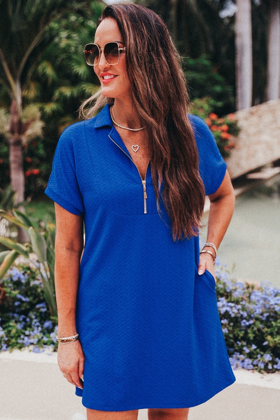 Ezra Textured Zipper Dress / Royal Blue by Jess Lea - BFF Here