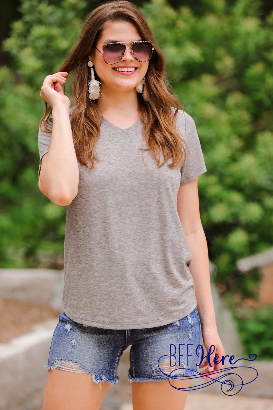 PREORDER: Jess Lea Basic Tee / Heathered Gray (Ships End of March) - BFF Here