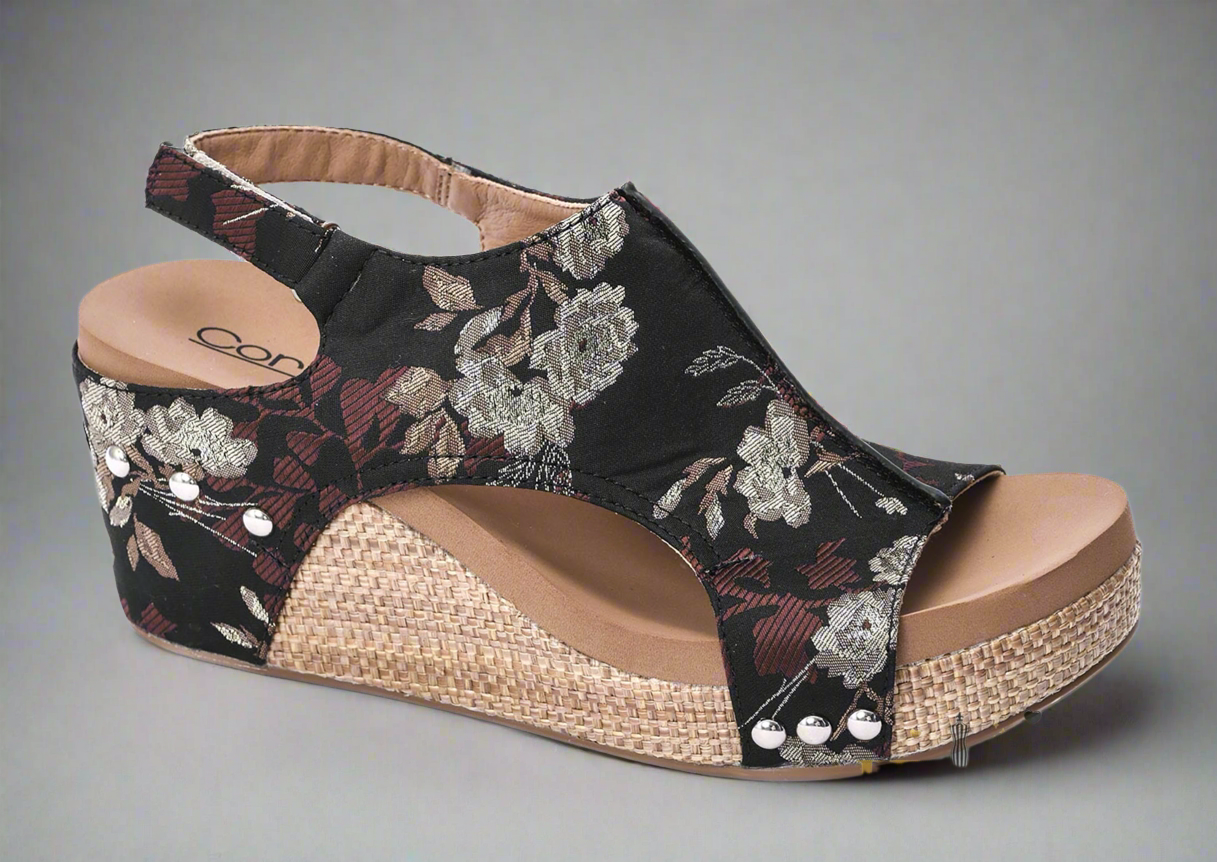 Carley - Black Tan Floral by Corkys - BFF Here