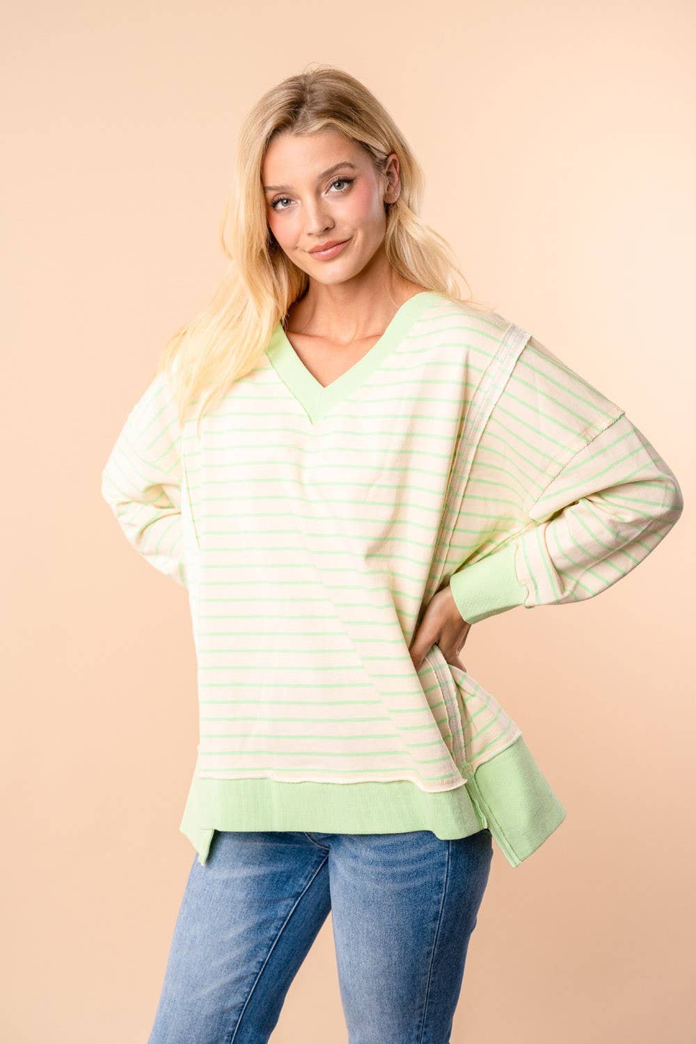 Mint To Be Striped Pullover - BFF Here