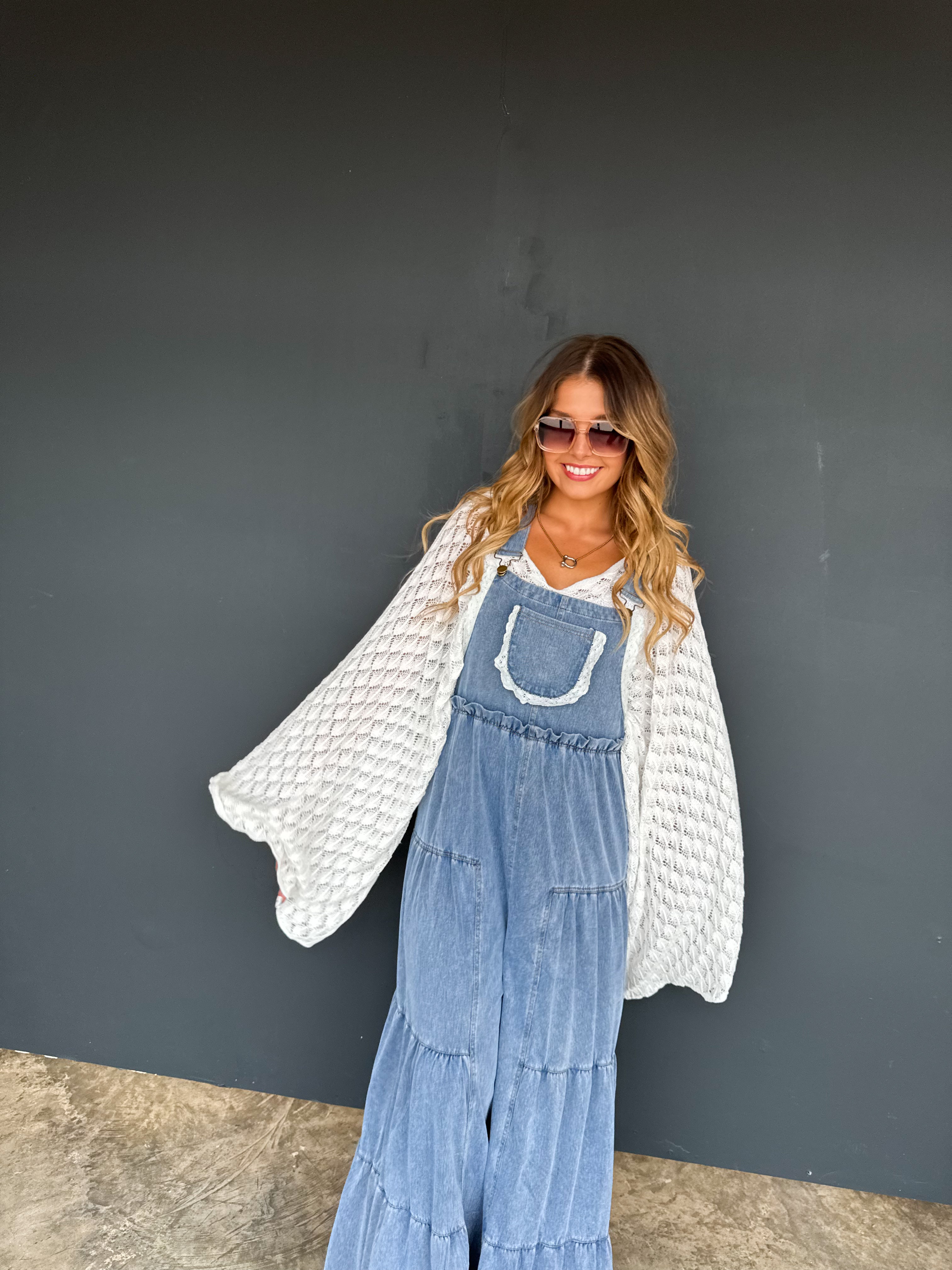 PREORDER-  BOHO & LACE DENIM OVERALLS - BFF Here