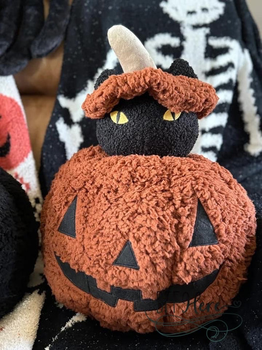 PREORDER: Binx The Halloween Pumpkin Kitty Pillow (Ships Middle of September) - BFF Here