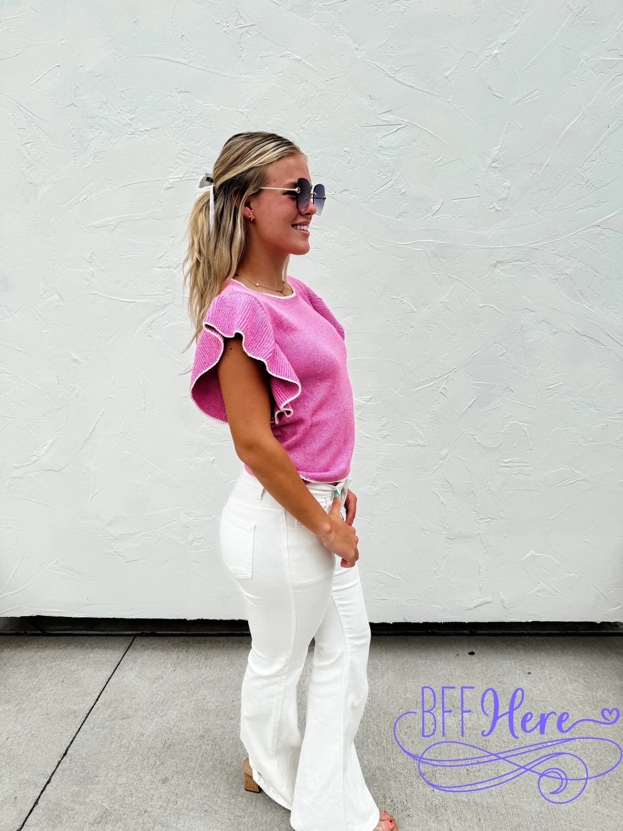 PREORDER: Chic Frills: Ruffle Sleeve Knit Top / Choice of Color by Jodifl (Ships Beginning of April) - BFF Here