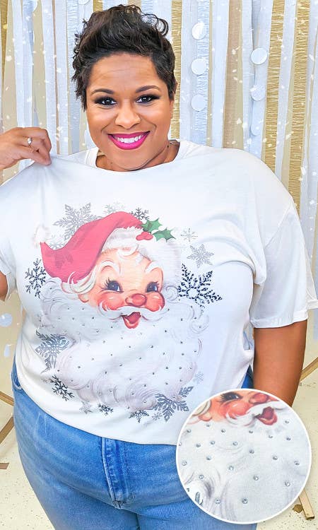 Vintage Santa Rhinestone Shirt - BFF Here