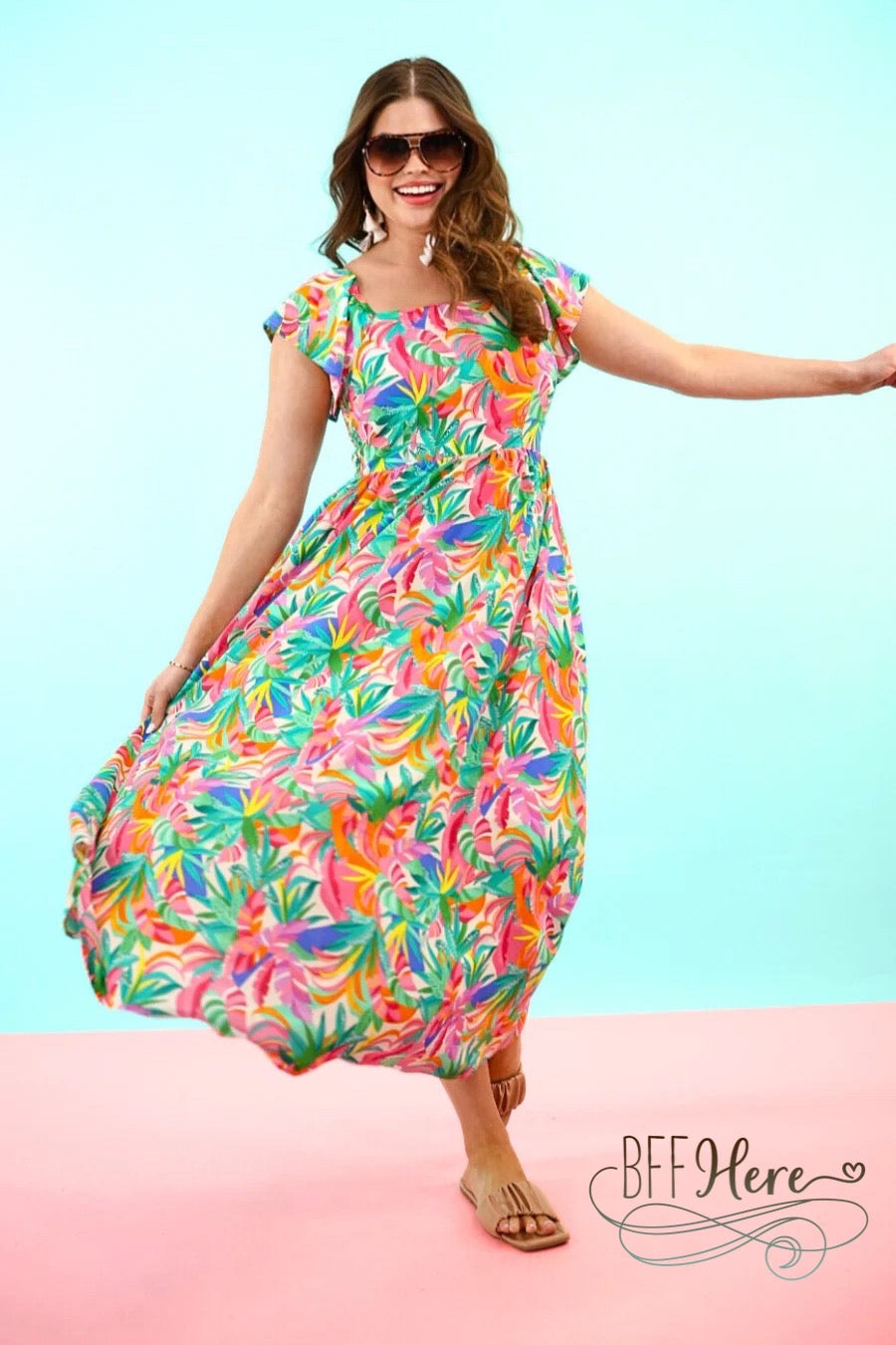 PREORDER-Take Me To Cabo Tropical Dress (Ships Middle of June) - BFF Here