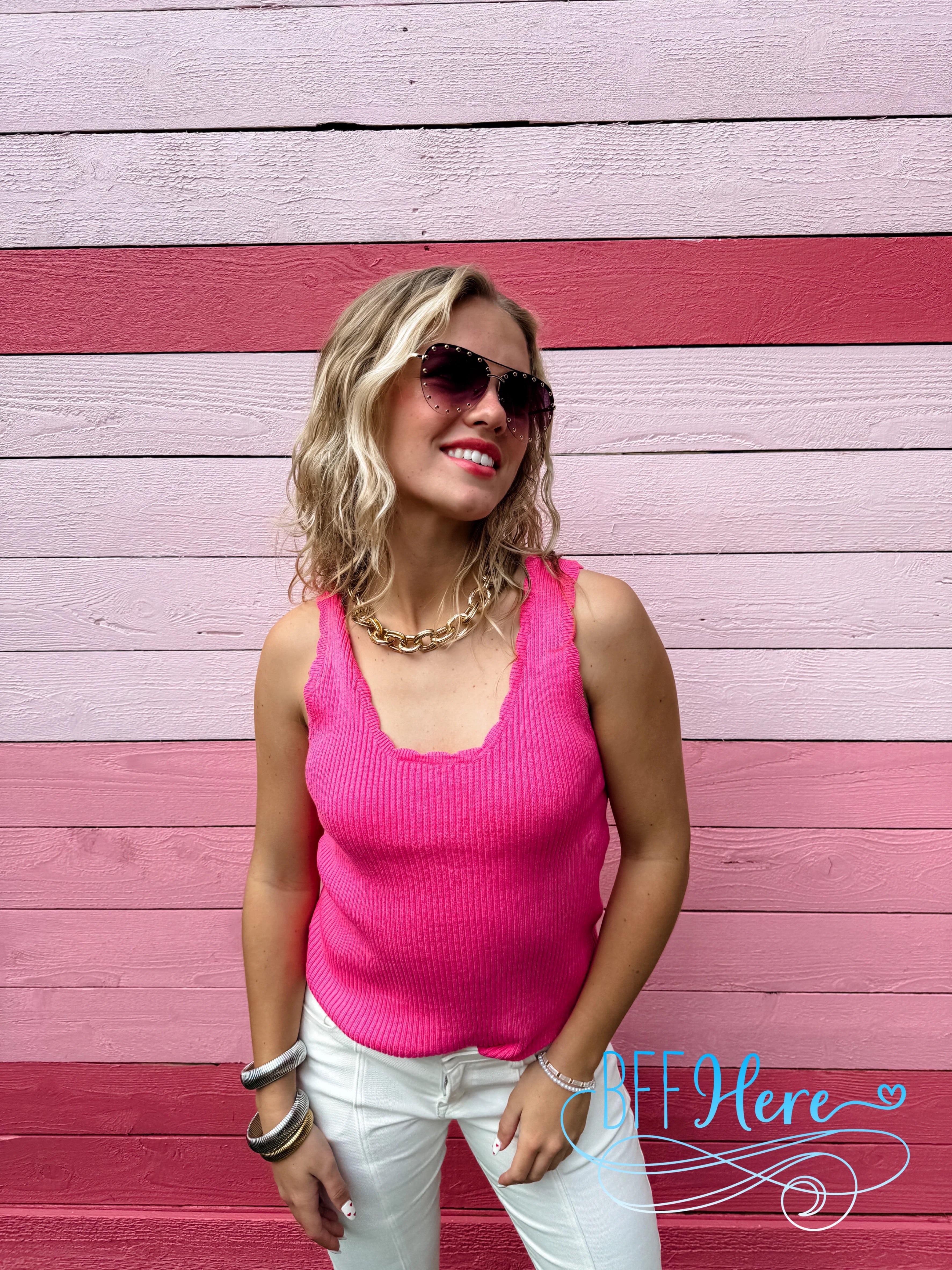 PREORDER: Lillian Scalloped Knit Tank by Blakeley / Choice of Color (Ships Beginning of May) - BFF Here