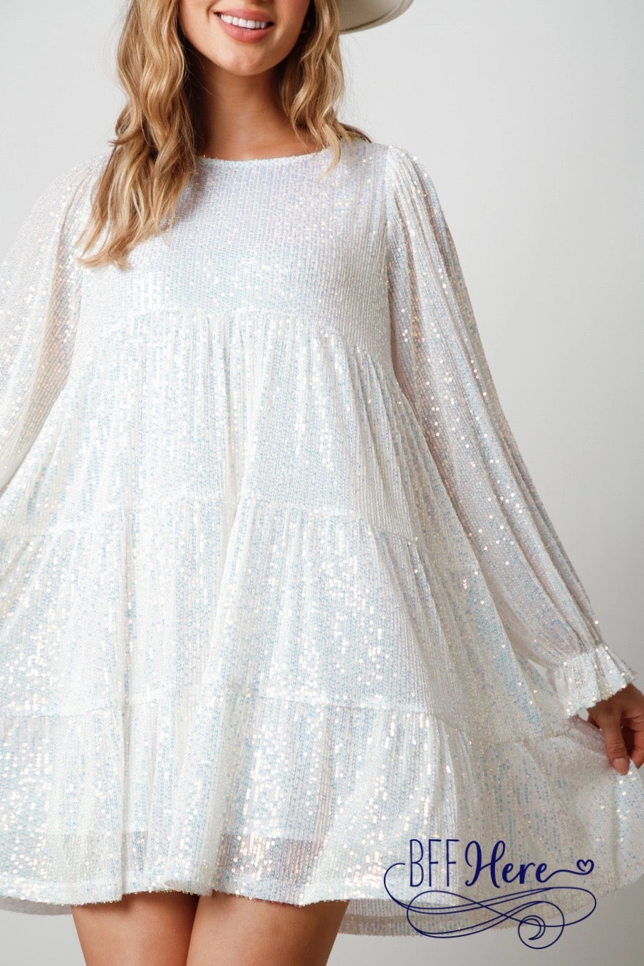 Luminous Elegance: Tiered Sequins Dress / Choice of Colr - BFF Here
