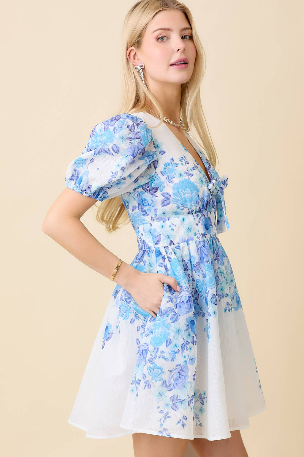 Blue Blossom Floral Charm Dress - BFF Here