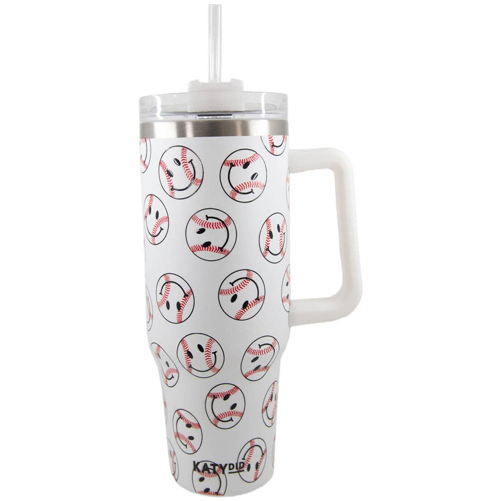 Baseball Happy Faces Stainless Steel Tumbler Cup - BFF Here