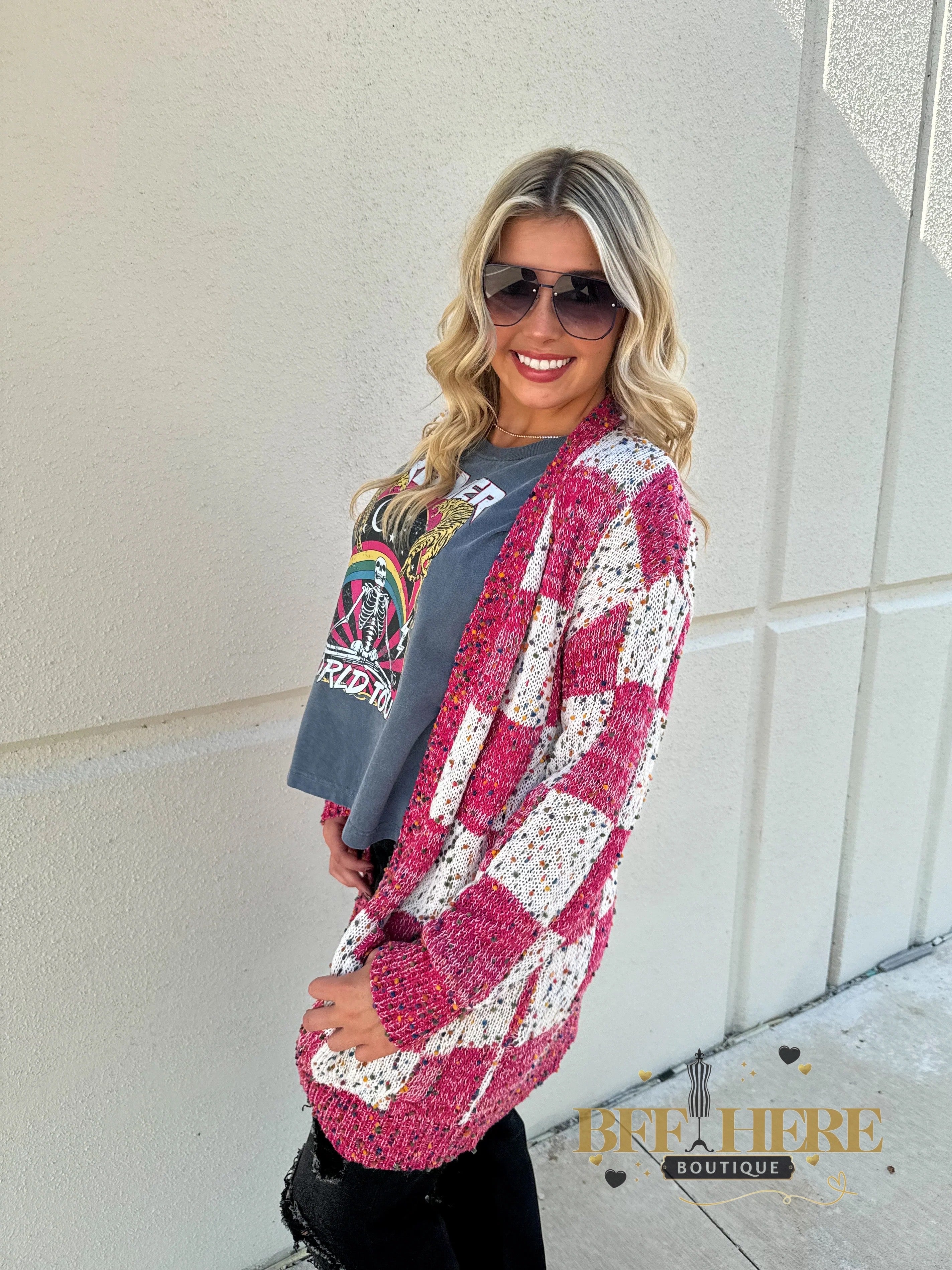 Checkered Miley Dot Cardigan by Blakeley - BFF Here