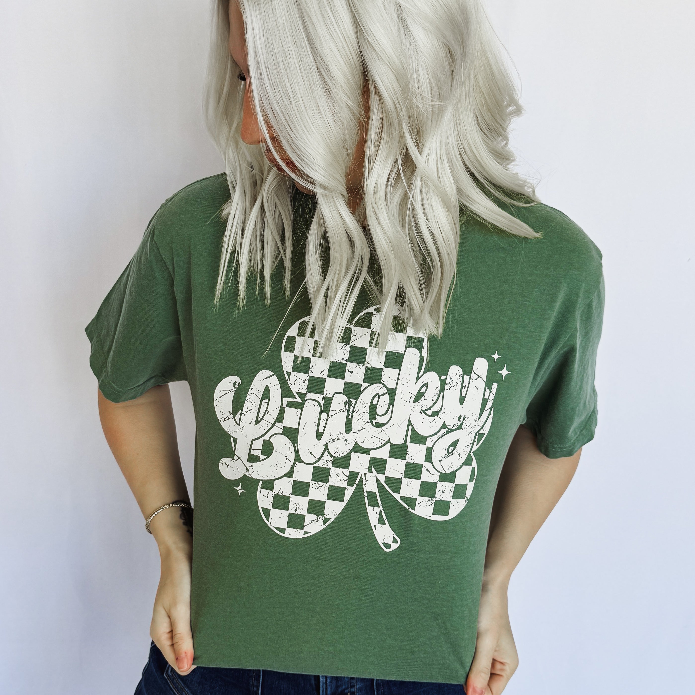 Checker Shamrock Graphic Tee by FestiviTees (Ships 2-3 weeks) - BFF Here