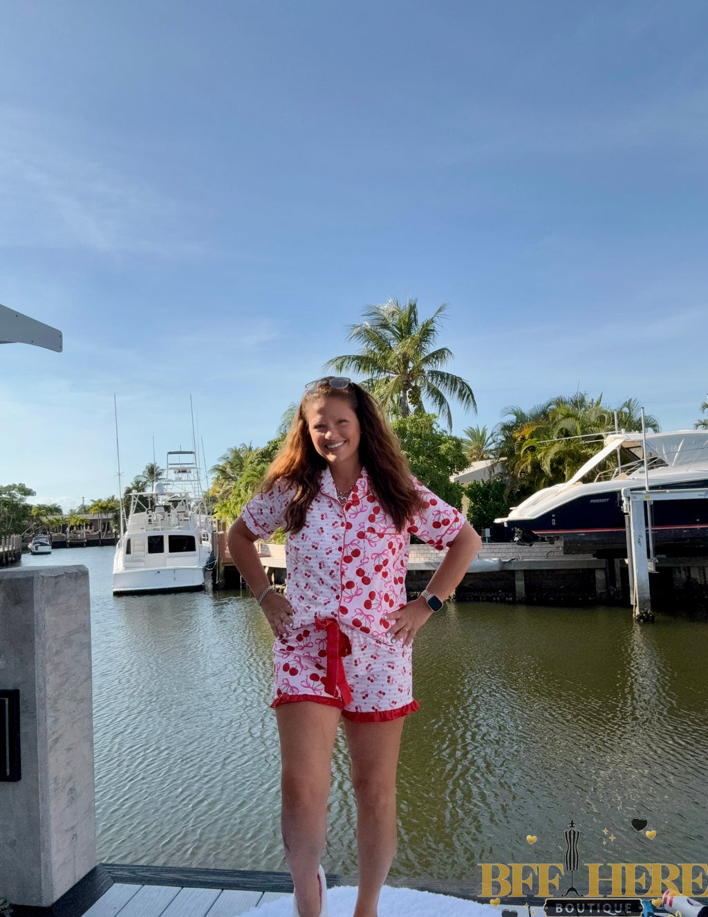 Cherry Bomb Ruffle Pajama Set by Jess Lea - BFF Here