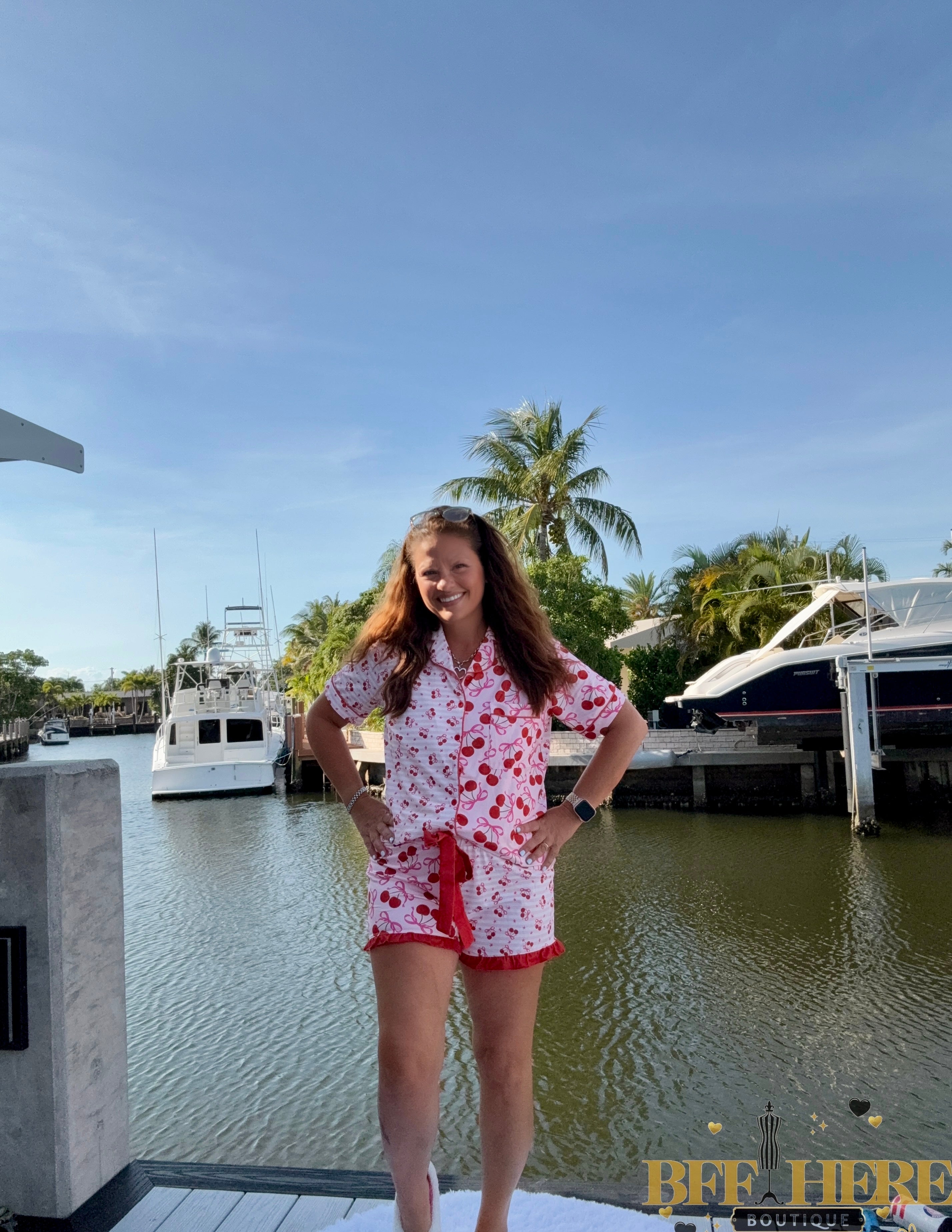 Cherry Bomb Ruffle Pajama Set by Jess Lea - BFF Here