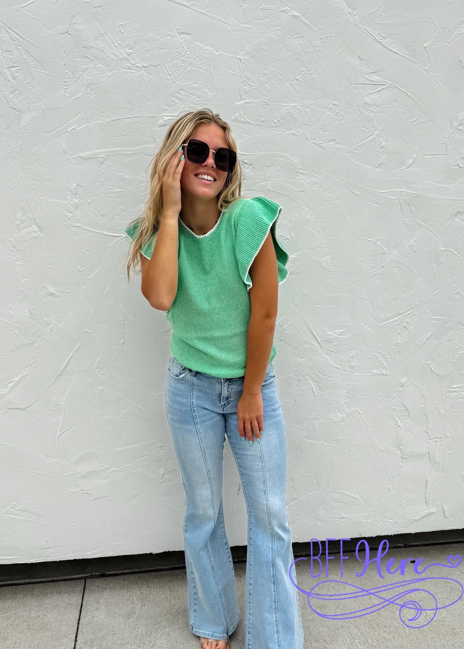 PREORDER: Chic Frills: Ruffle Sleeve Knit Top / Choice of Color by Jodifl (Ships Beginning of April) - BFF Here