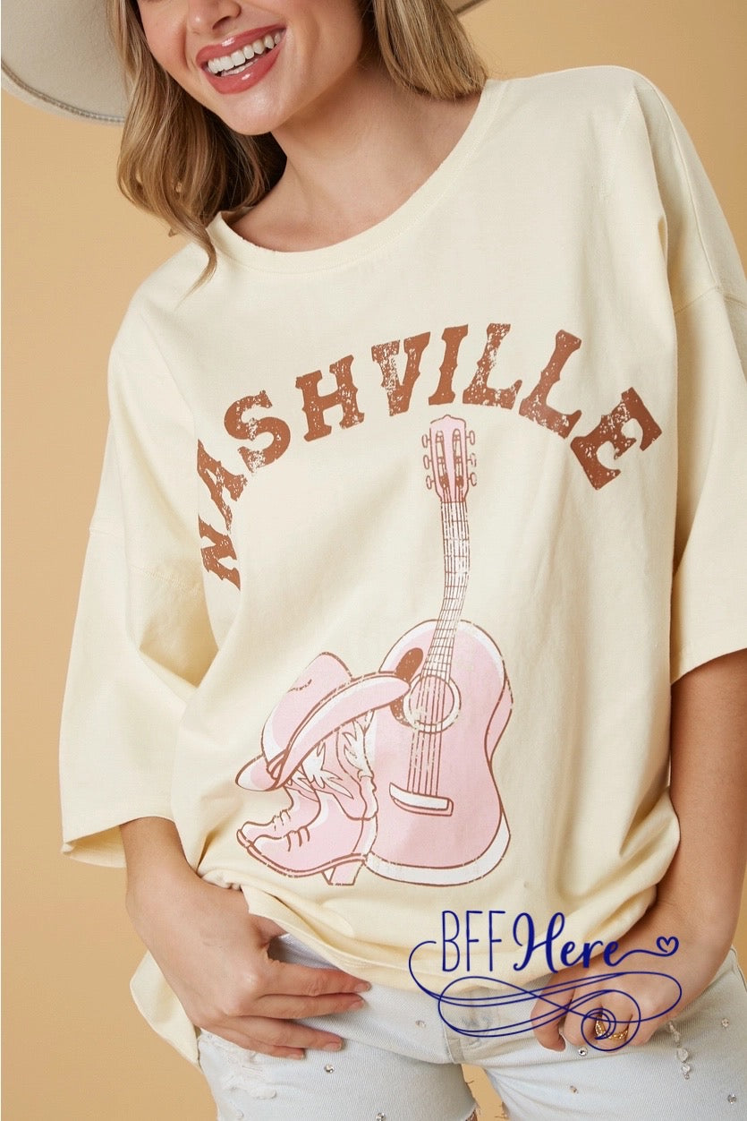 PREORDER: Music City Chic: Nashville Oversized Tee / Choice of Color (Ships Middle of March) - BFF Here