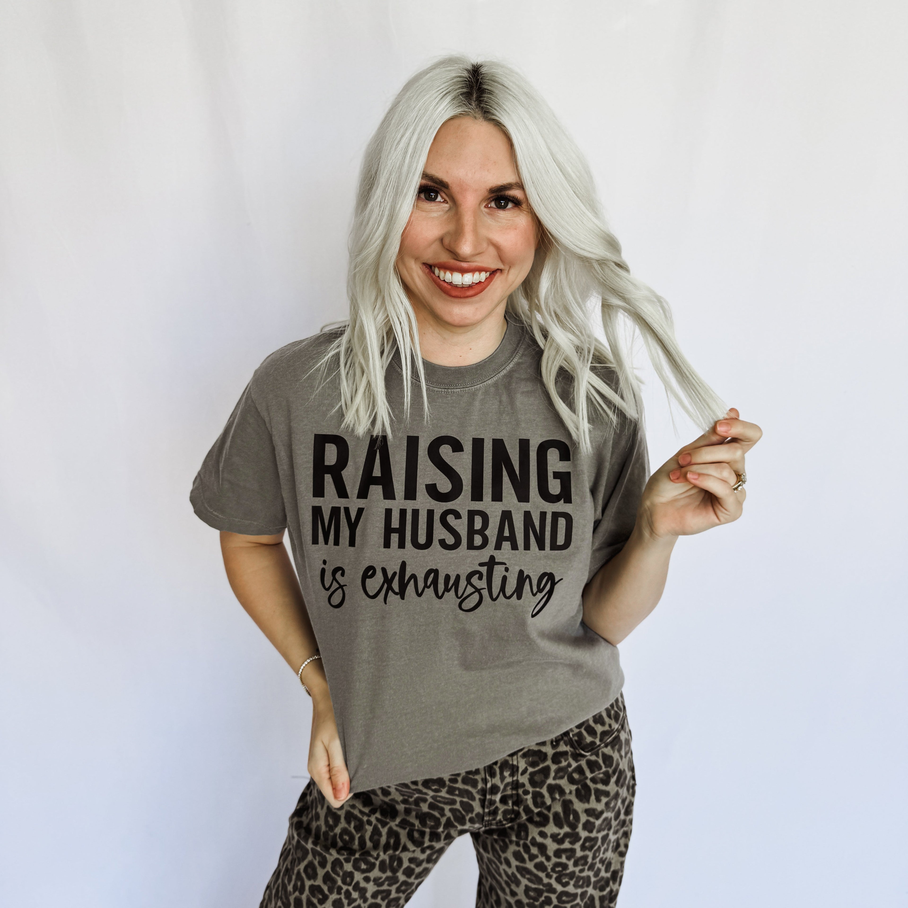 Raising My Husband Is Exhausting Graphic Tee  by FestiviTees (Ships 2-3 weeks) - BFF Here