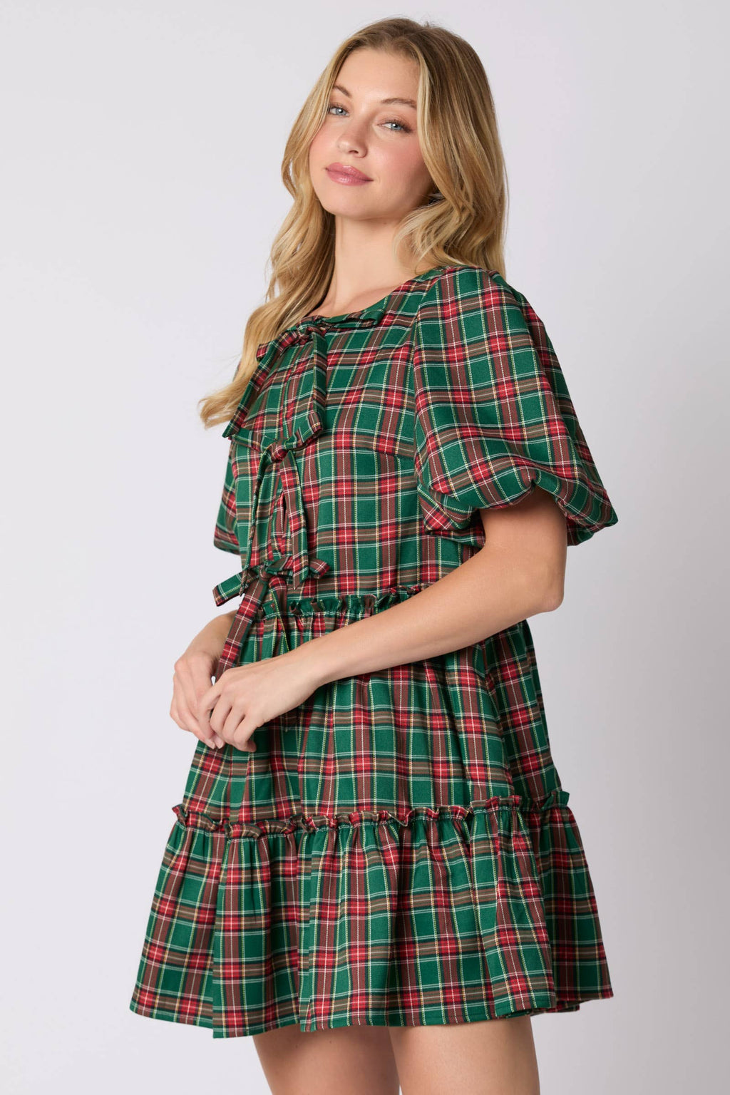 Holiday Plaid Ruffle Dress - BFF Here