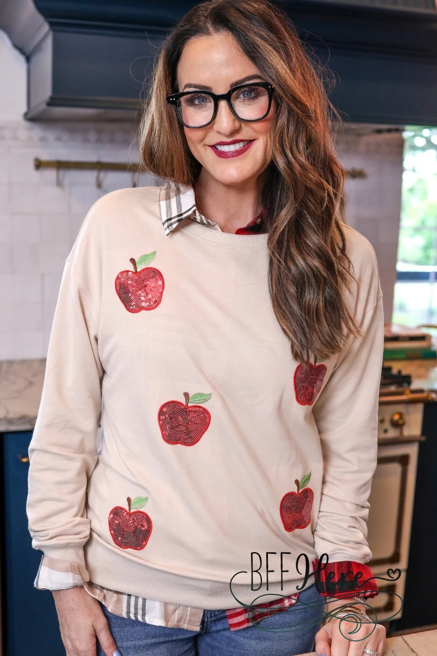 PREORDER - Apple Orchard Sequin Sweatshirt by Jess Lea (Ships Beginning of September) - BFF Here