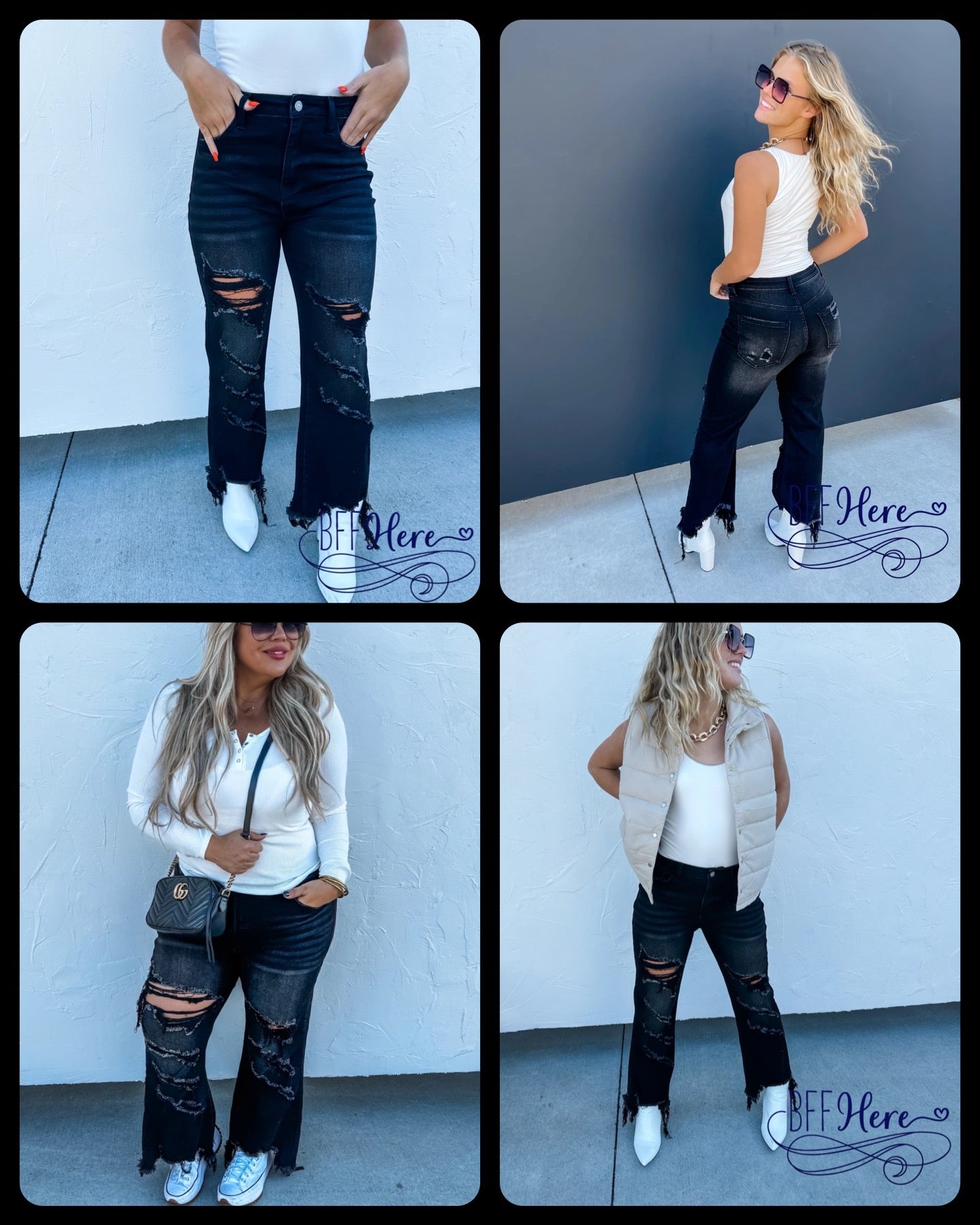 PREORDER: Black Urban Distressed Crop Jeans by Blakeley (Ships Middle of January ) - BFF Here