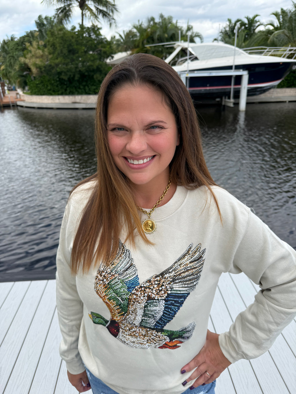 Faux Sequin Duck Sweatshirt - BFF Here