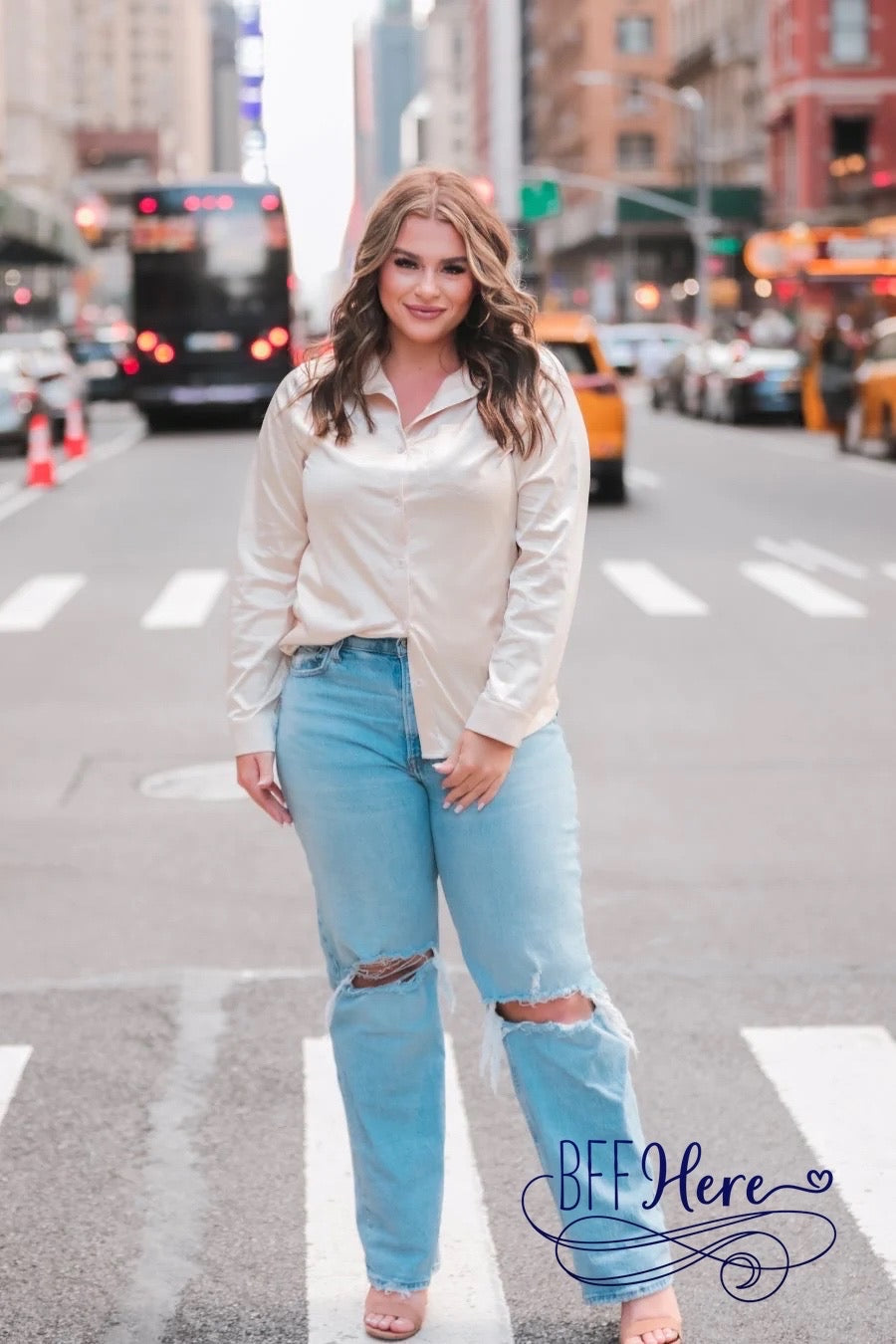 Boss Babe Button Up Top — Champagne - BFF Here