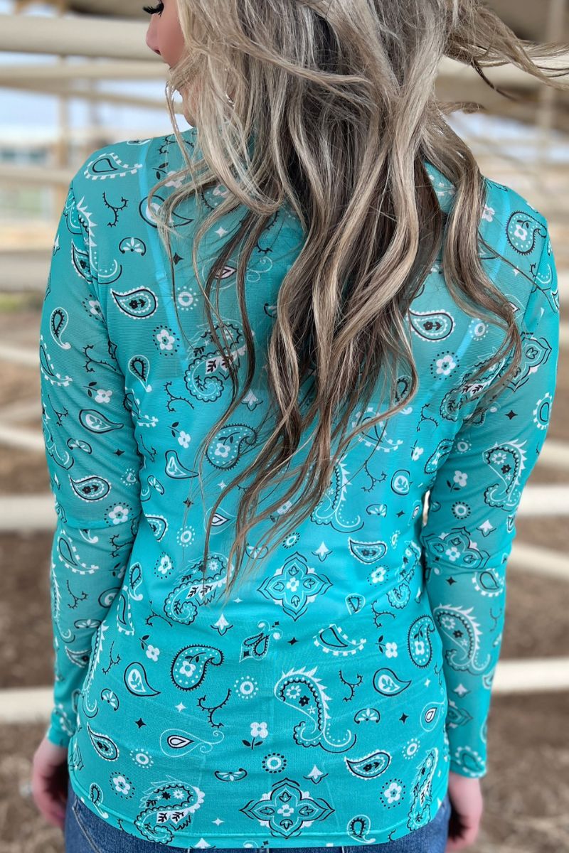 Bandana Babe Mesh Top / Turquoise by Sterling Kreek - BFF Here