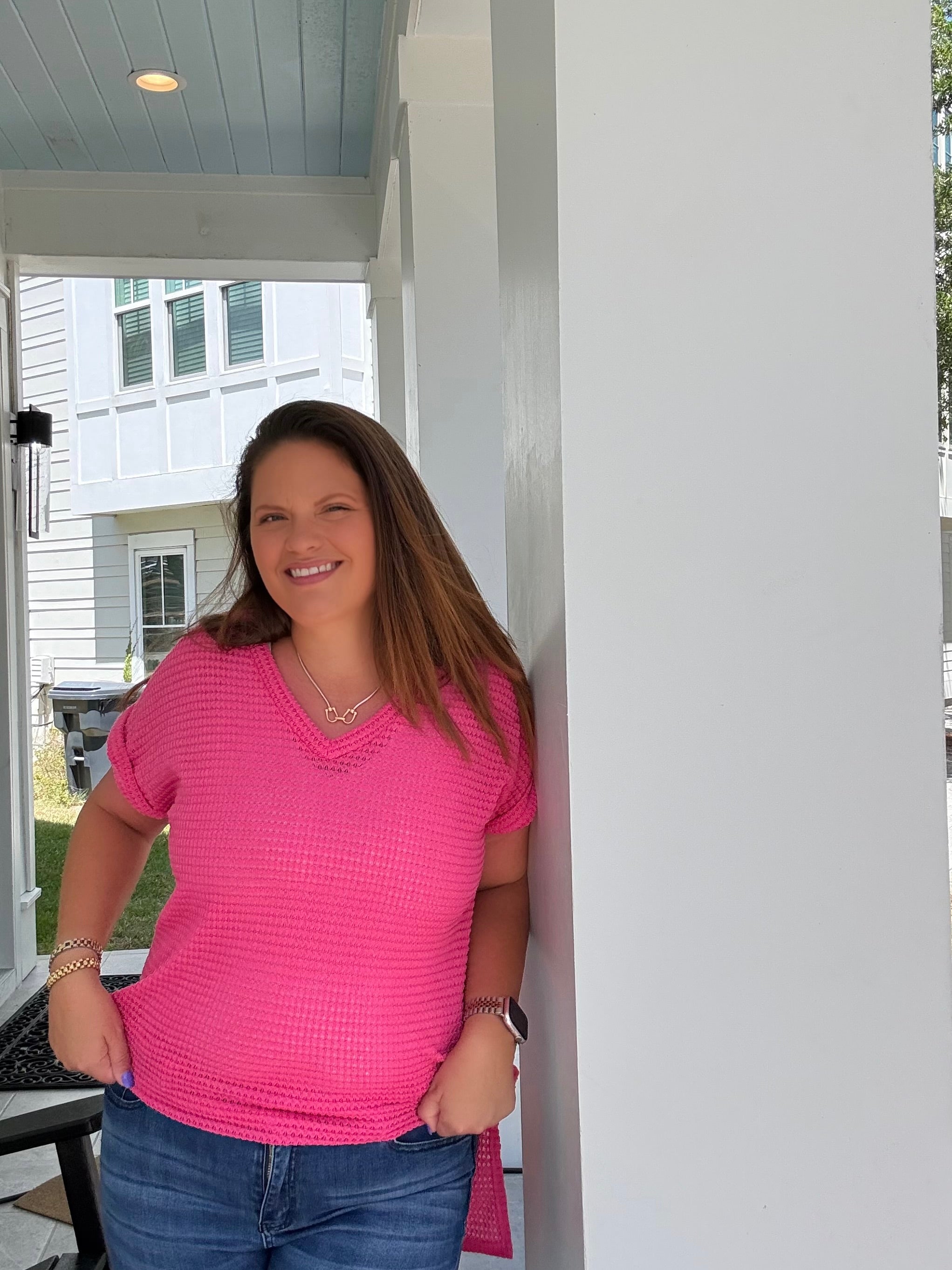 Fuchsia V-Neck Tunic by HeimishUSA (ARRAY) — Ships 2-3 weeks - BFF Here