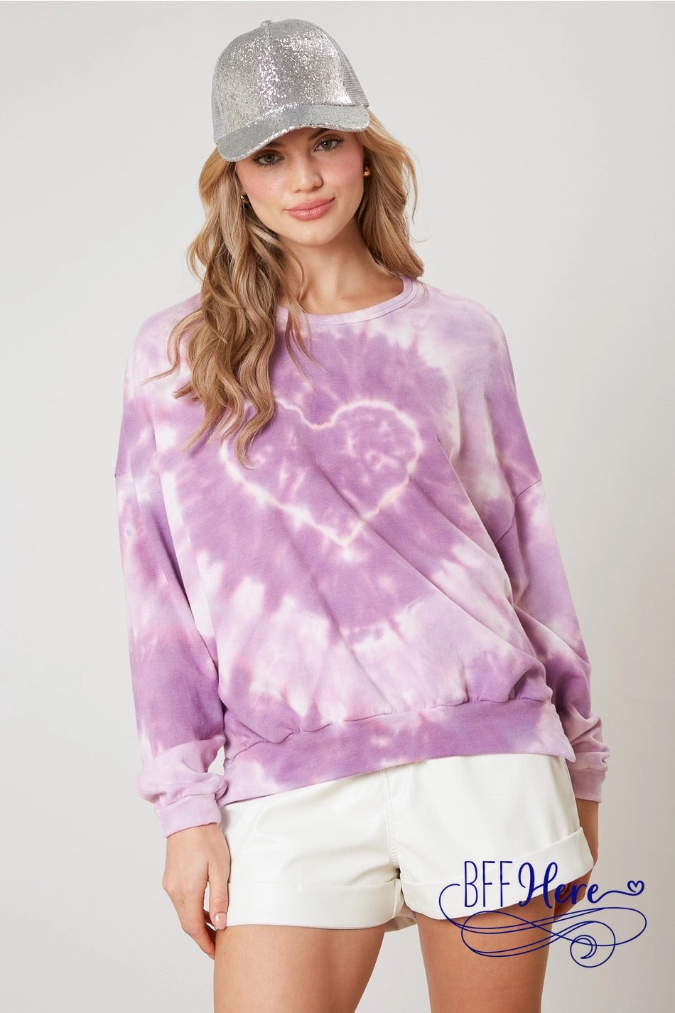 Kaleidoscope of Hearts: Tie Dye Heart Sweatshirt / Choice of Color - BFF Here