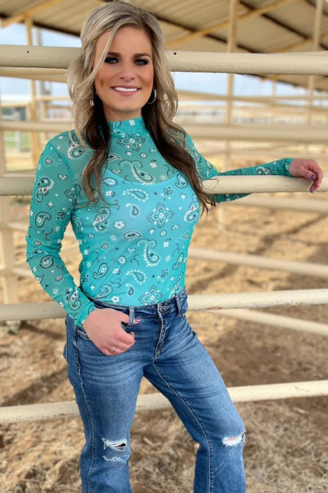 Bandana Babe Mesh Top / Turquoise by Sterling Kreek - BFF Here