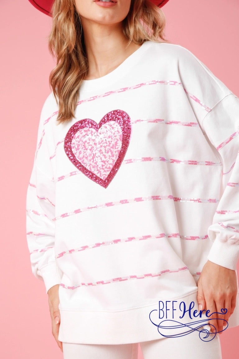 PREORDER: Kaleidoscope Heart: Multicolor Stripe Sequin Sweatshirt (Black & Pink Ships Beginning of January ) - BFF Here