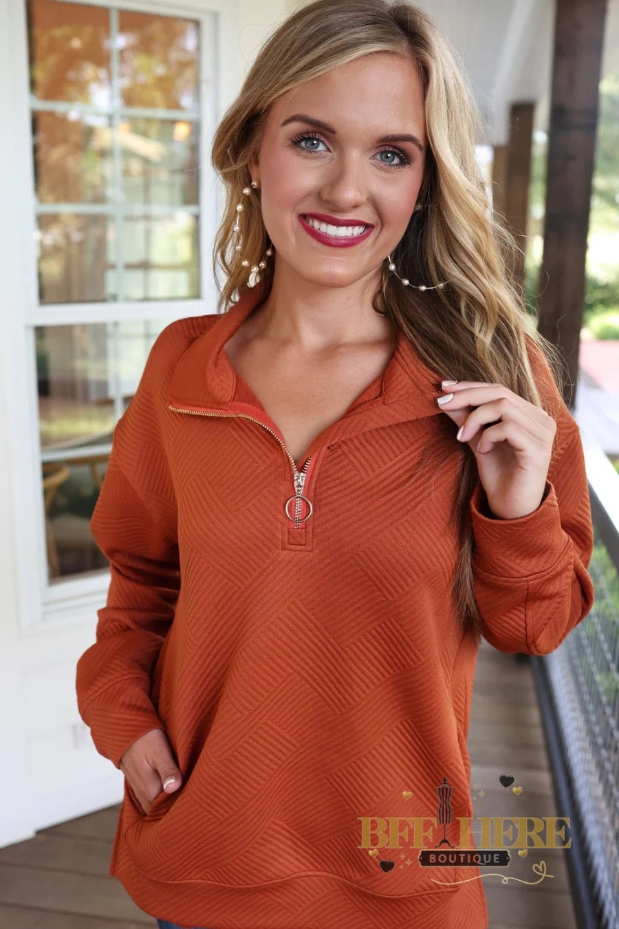 Tanner Textured Quarter Zip by Jess Lea / Choice of Color - BFF Here